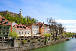 Ljubljana downtown along the Ljubljanica river.