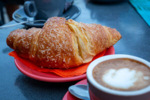 Croissant and coffee in Italy.