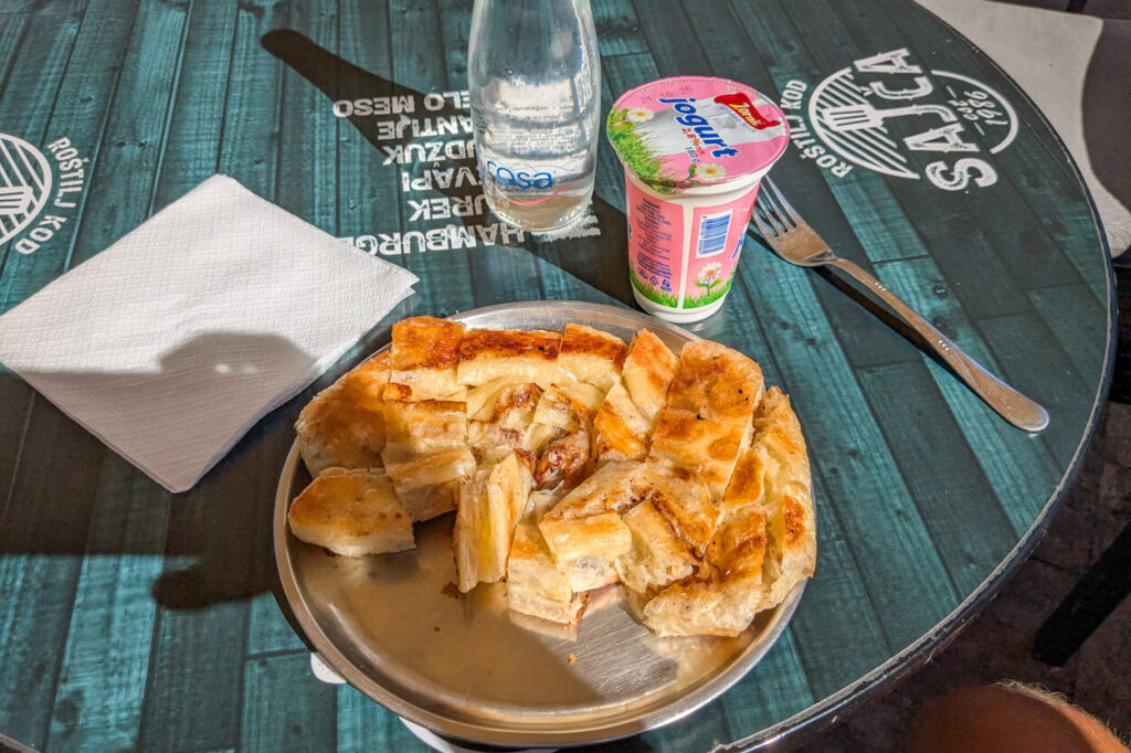 Burek is one of the most common snacks in Trans Dinarica.