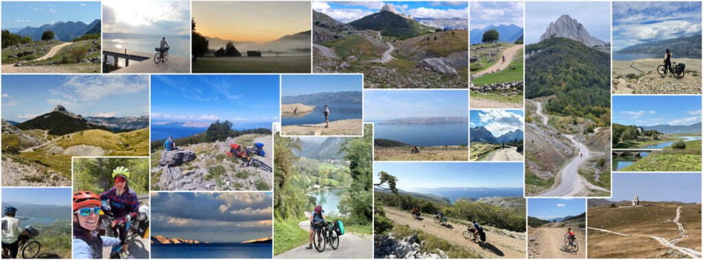 A collage of photos from Trans Dinarica cyclists.