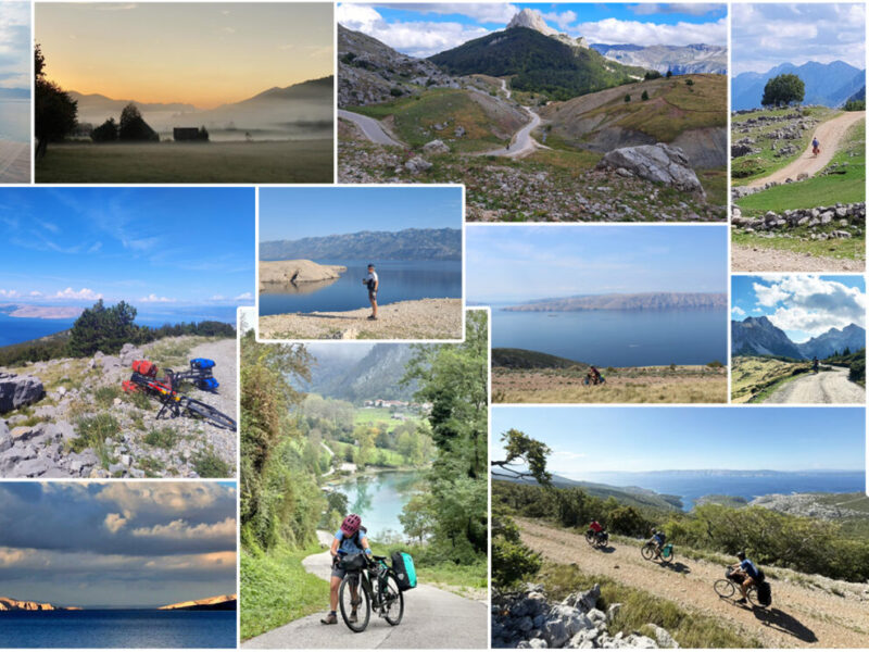 A collage of photos from Trans Dinarica cyclists.