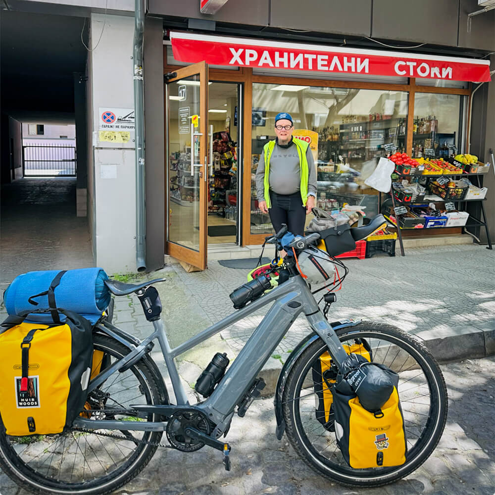 Cyclists David with his e-bike riding the Trans Dinarica.