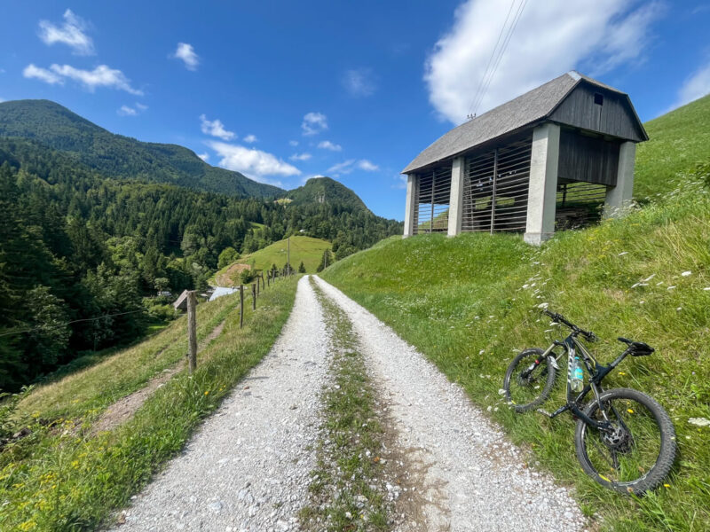 Gravel road in Baška Grapa, Slovenia, on the way to Tolmin.